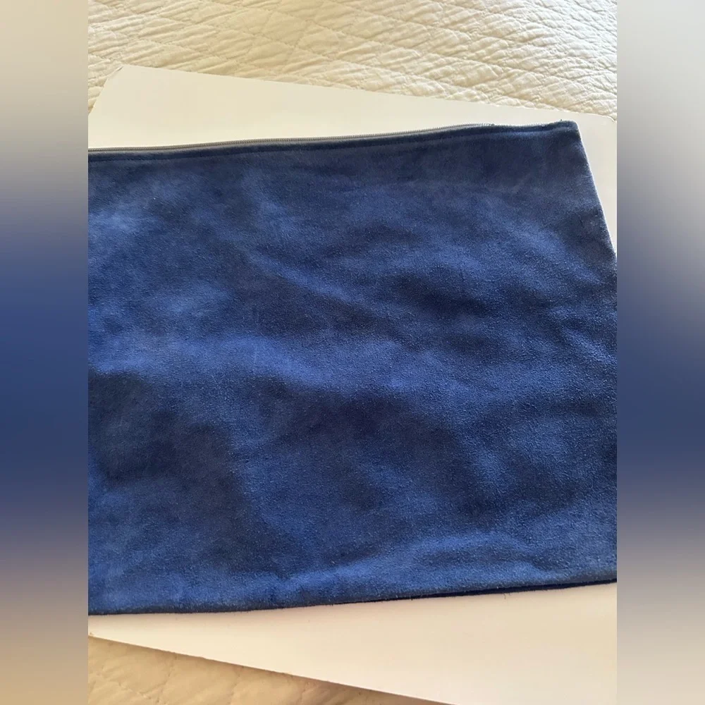 Navy Blue Suede Computer Laptop Bag